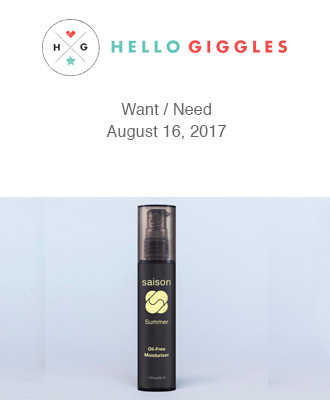 Saison Organic Summer Oil Free Moisturizer in Hello Giggles Want Need